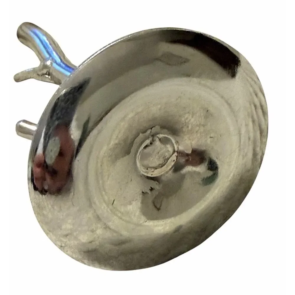 Vintage Jewelry Tree Holder Metal Silver Chrome Ring Dish 3” 3701/66
